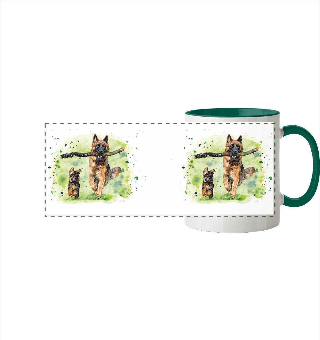 "Familienzeit" - Panorama Tasse zweifarbig