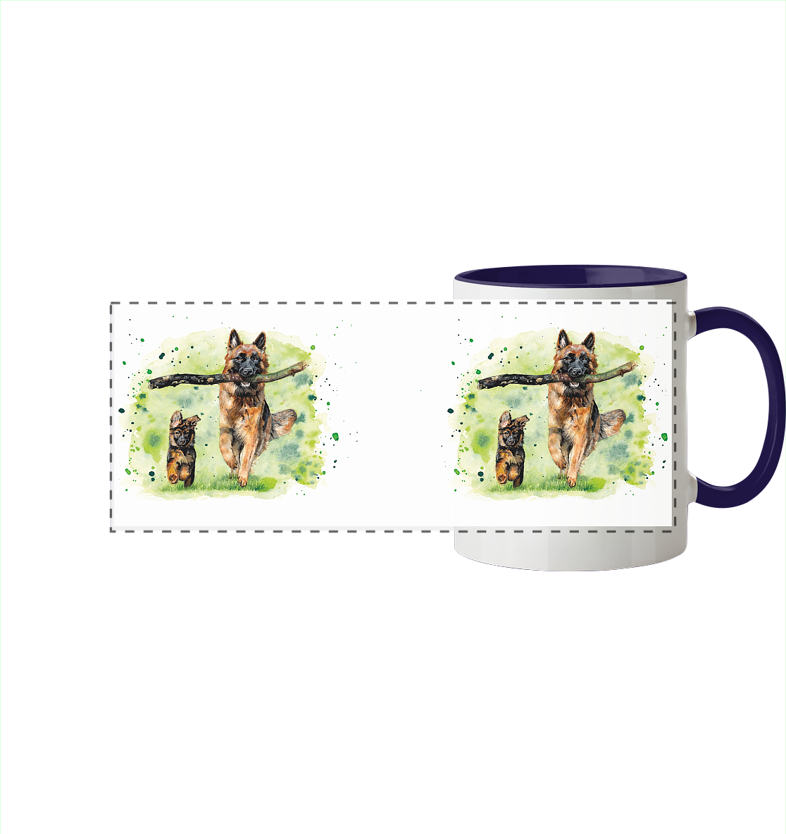"Familienzeit" - Panorama Tasse zweifarbig