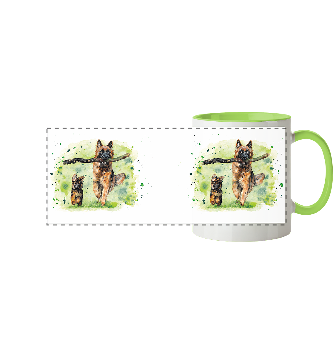 "Familienzeit" - Panorama Tasse zweifarbig