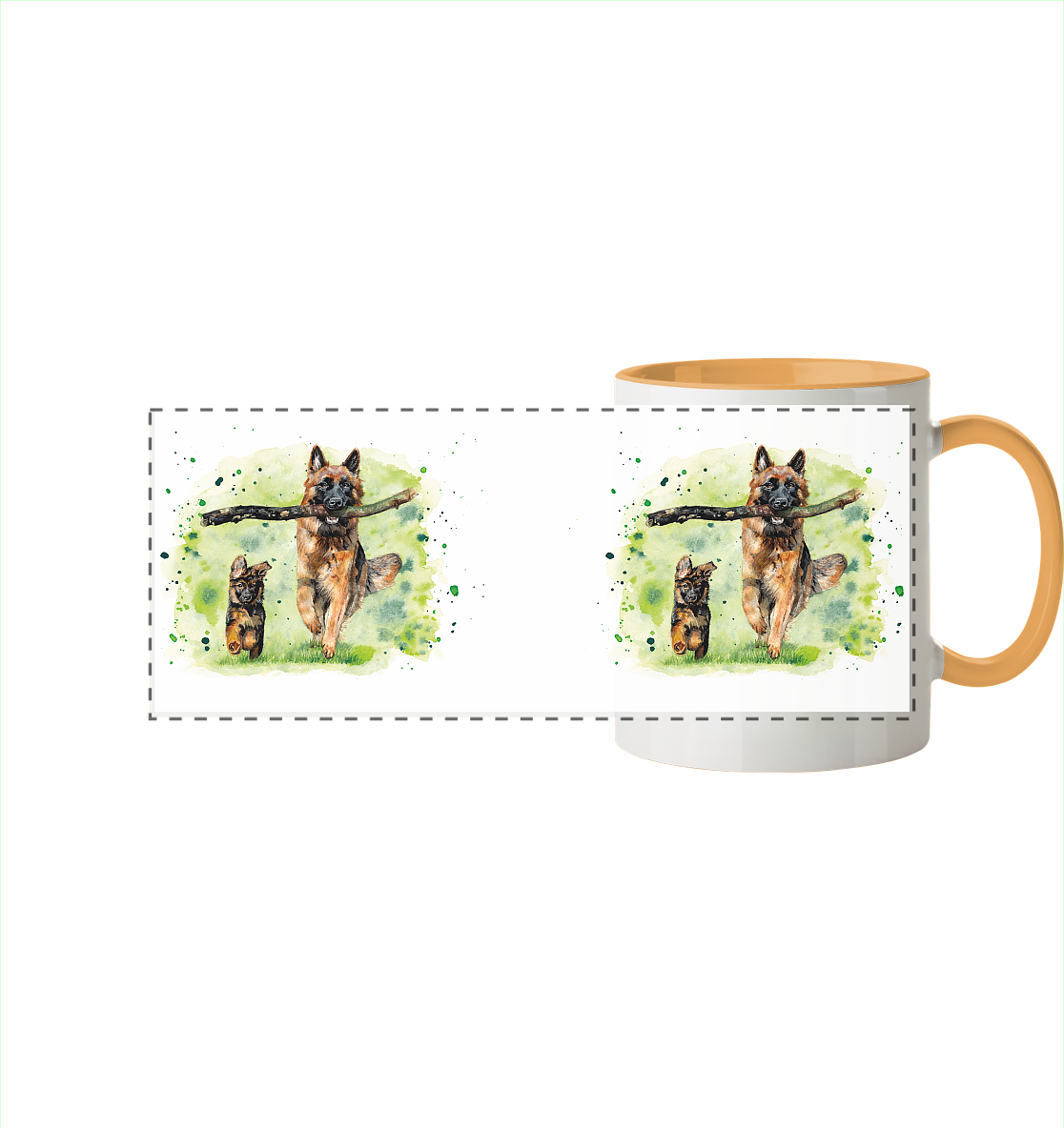 "Familienzeit" - Panorama Tasse zweifarbig