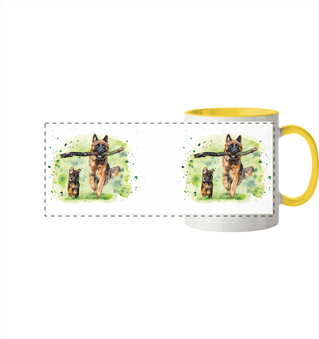 "Familienzeit" - Panorama Tasse zweifarbig