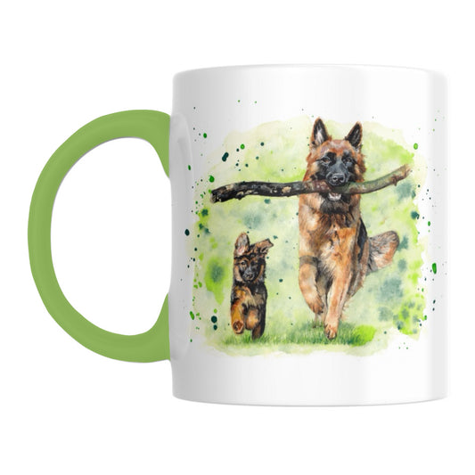 "Familienzeit" - Panorama Tasse zweifarbig