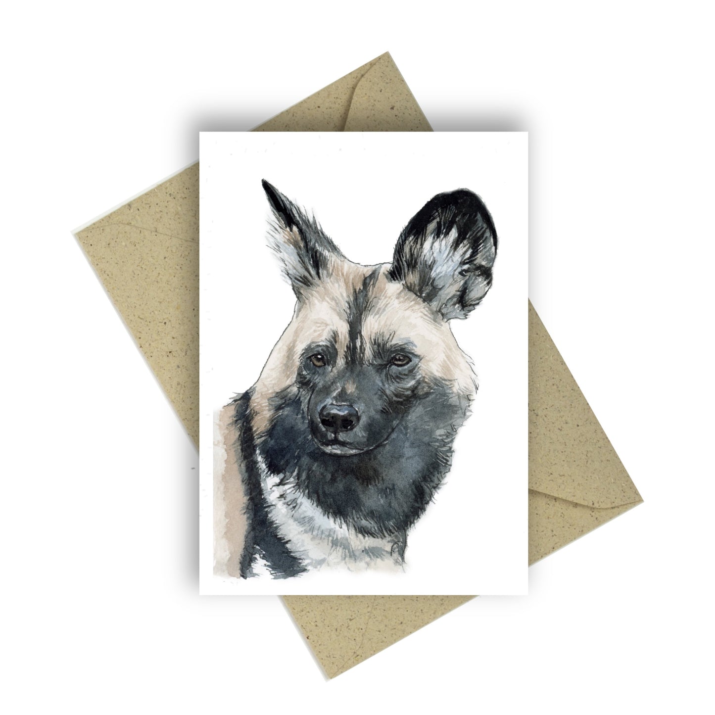 Aquarell vom Kopf eines afrikanischen Wildhundes