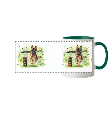 "Familienzeit" - Panorama Tasse zweifarbig