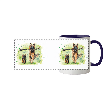 "Familienzeit" - Panorama Tasse zweifarbig