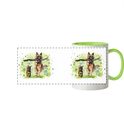 "Familienzeit" - Panorama Tasse zweifarbig