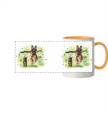 "Familienzeit" - Panorama Tasse zweifarbig