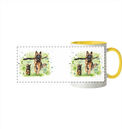 "Familienzeit" - Panorama Tasse zweifarbig