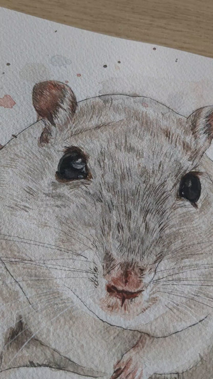 Original Aquarell „Ratte“ - Welttierschutztag